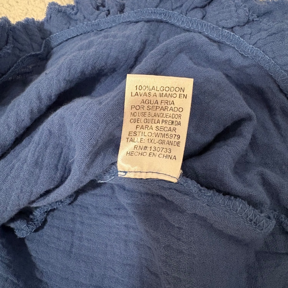 Umgee Blue Raw Ruffle Hem Dress, 1XL - Picture 11 of 11